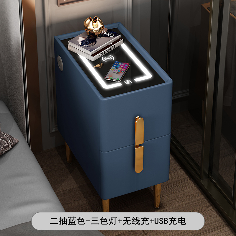 블루 3 색 램프 + 무선 충전 + usb 단단한 나무