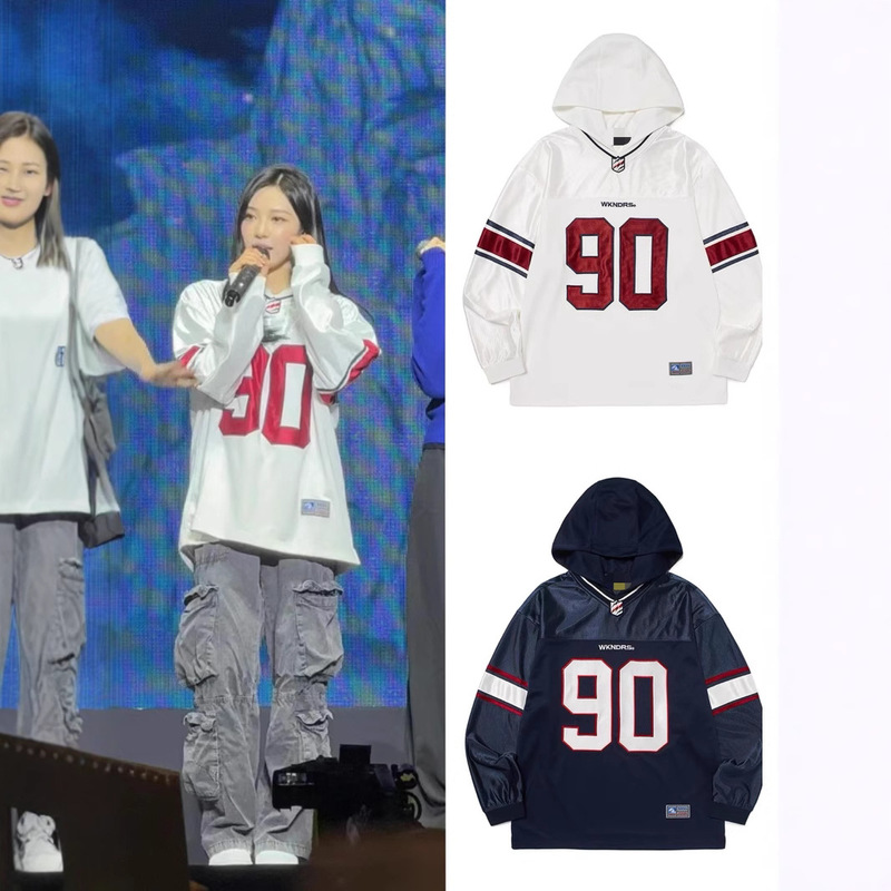 Spot Ning Yizhuo's Same Style Korean Designer Trendy Brand Embroider Loose Casual Hooded Jersey Sweatshirt for Female Couples Spot Ning Yizhuo's Same Style Korean Designer Trendy Brand Embroider Loose Casual Hooded Jersey Sweatshirt for Female Couples