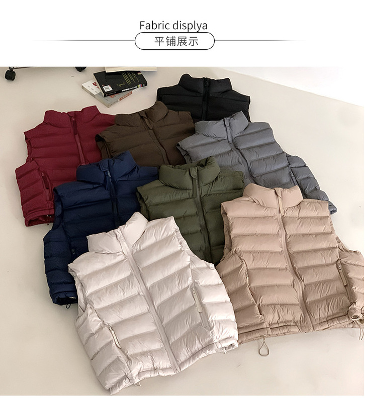 羽绒棉马甲女年秋冬新款韩版宽松棉坎肩纯色排骨马夹背心外套|undefined