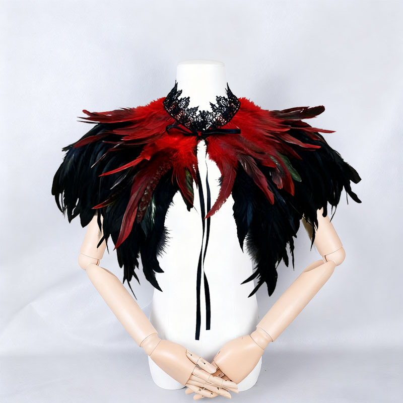 Challas de plumas, capa de lucha libre, baile de baile, chaleco de plumas, cuello falso, bib, capa de plumas gruesas, amazonas
