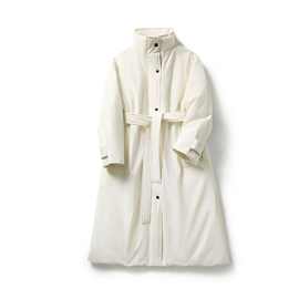 绝美!鸭绒!女士长款收腰显瘦保暖风衣米白色羽绒服有吊牌百搭新品