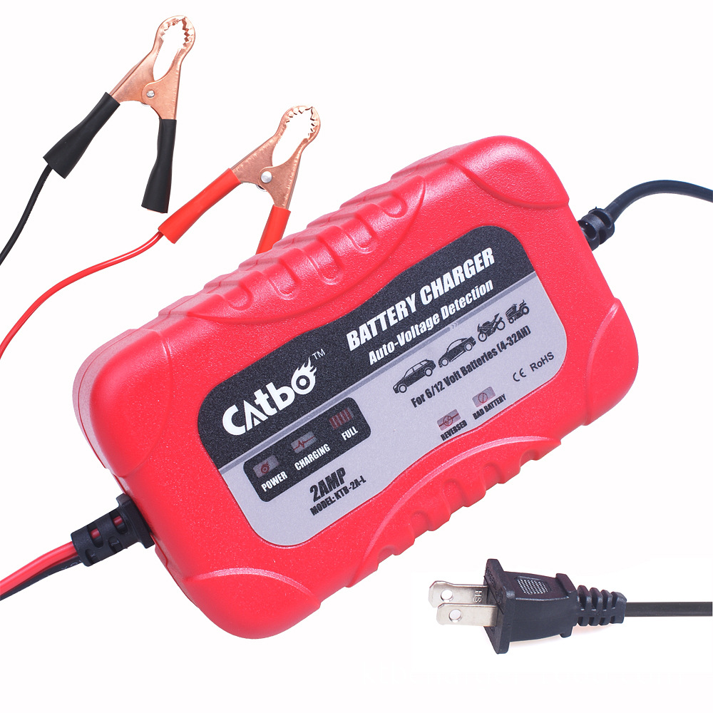 跨境摩托车电瓶充电器6V12V2A铅酸电池充电机殴英美日反接保护