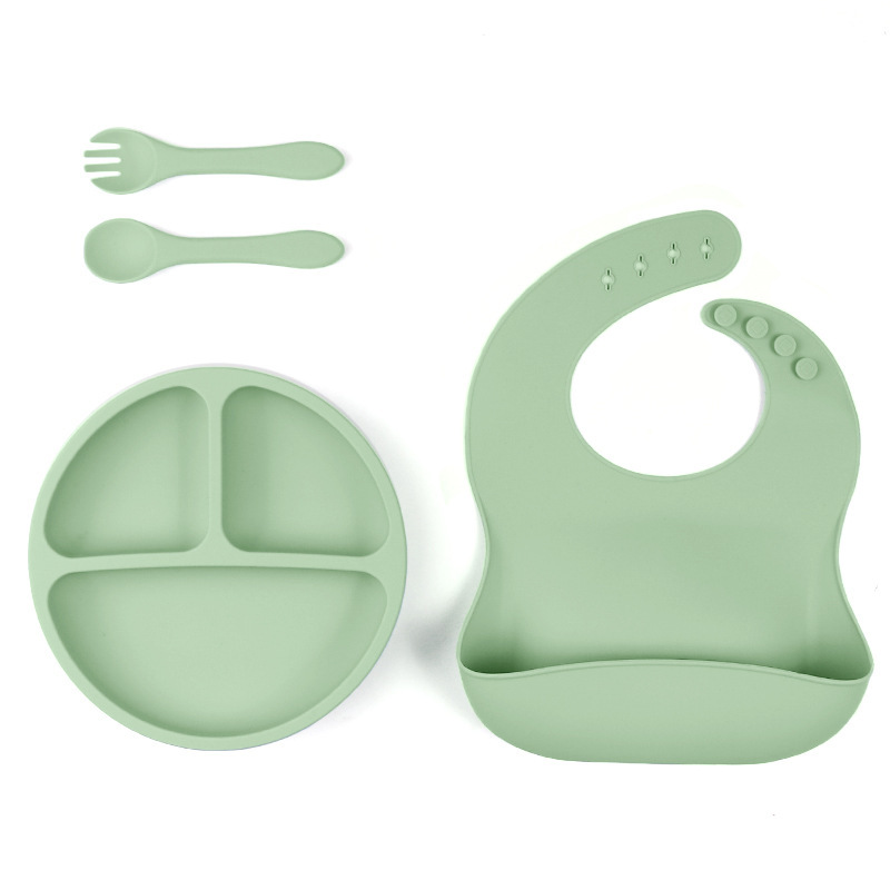 En stock al por mayor plato de cena para niños cuatro taza de succión reforzada cuenco para niños tazón de suplemento de alimentos para bebés plato de cena de silicona vajilla para niños