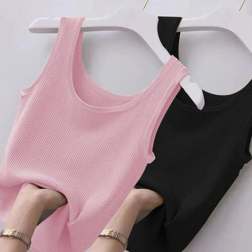 Sleeveless camisole women's inner wear base layer summer outerwear ice silk short knitted versatile thin slim-fit figure-flattering trendy