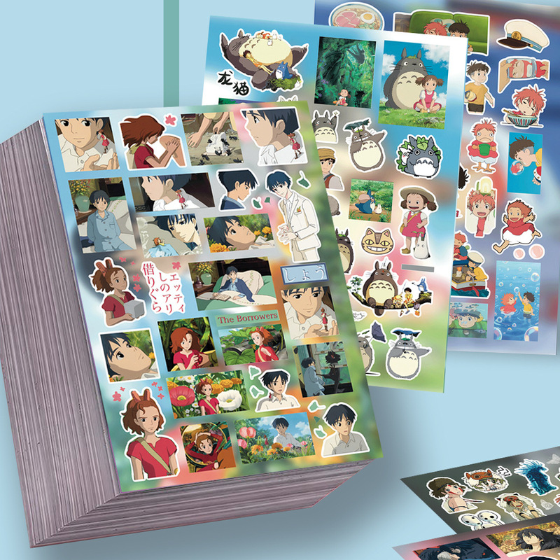 8 Pieces of Miyazaki Hayao Cut Film Stickers, Popular High-Looking Two-Dimensional Decorative Hand Ledger Collage Material Waterproof Stickers
