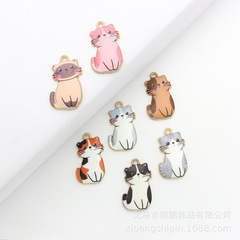 diy ジュエリーアクセサリーオイル滴下合金シミュレーションプリント漫画子猫ペンダントペンダントブレスレットイヤリングキーホルダー