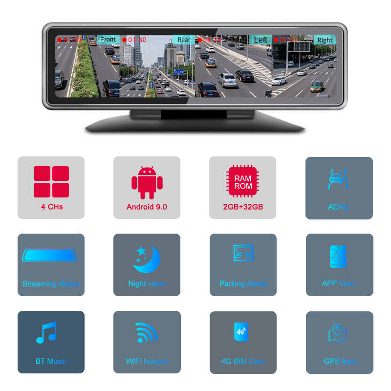 360度パノラマドライブレコーダー 4G Androidナビゲーター 4台同時録画 Bluetooth音声起動リモートモニタリング