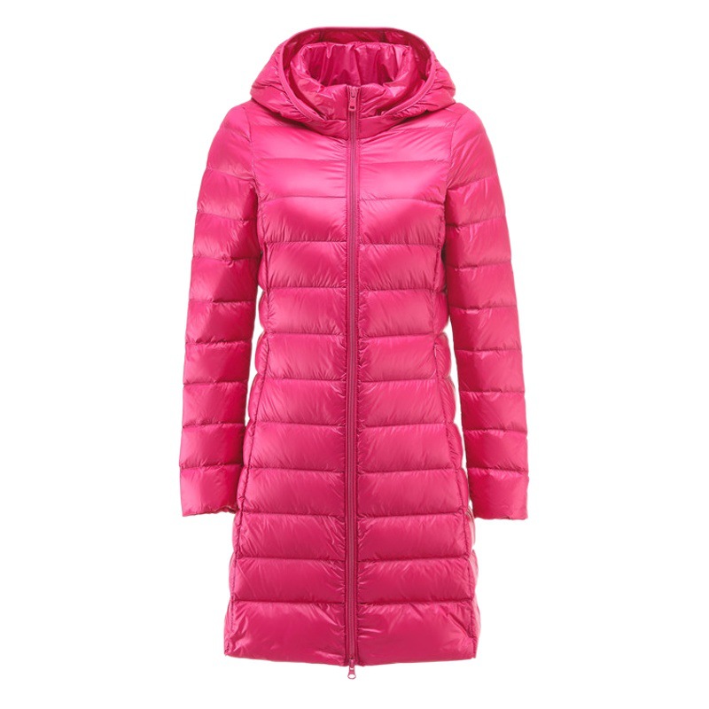 Cross-border 2024 New Lightweight Down Jacket Women's Middle and Long White Duck Down Korean Style Lightweight Slimming Jacket Cap
