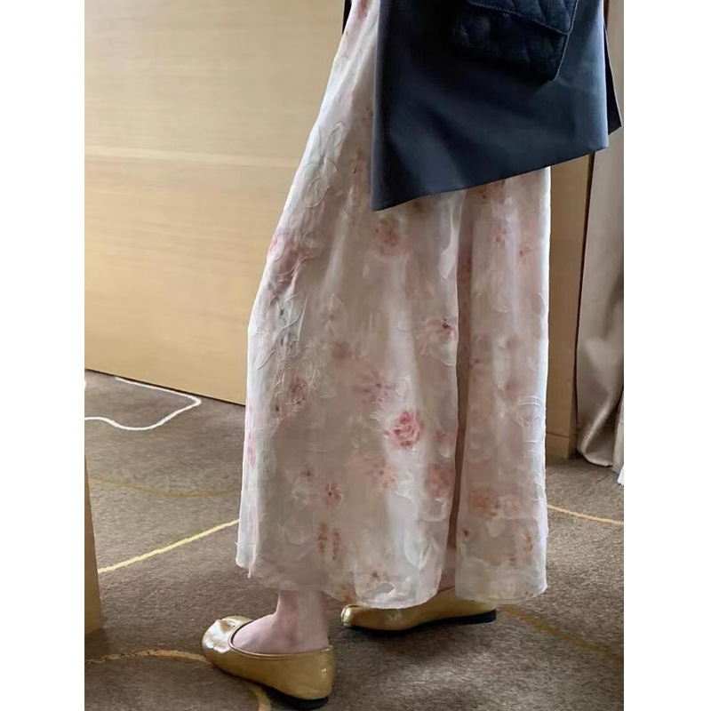 Super beautiful unique beautiful pink floral long skirt women summer 2025 new this year popular explosions