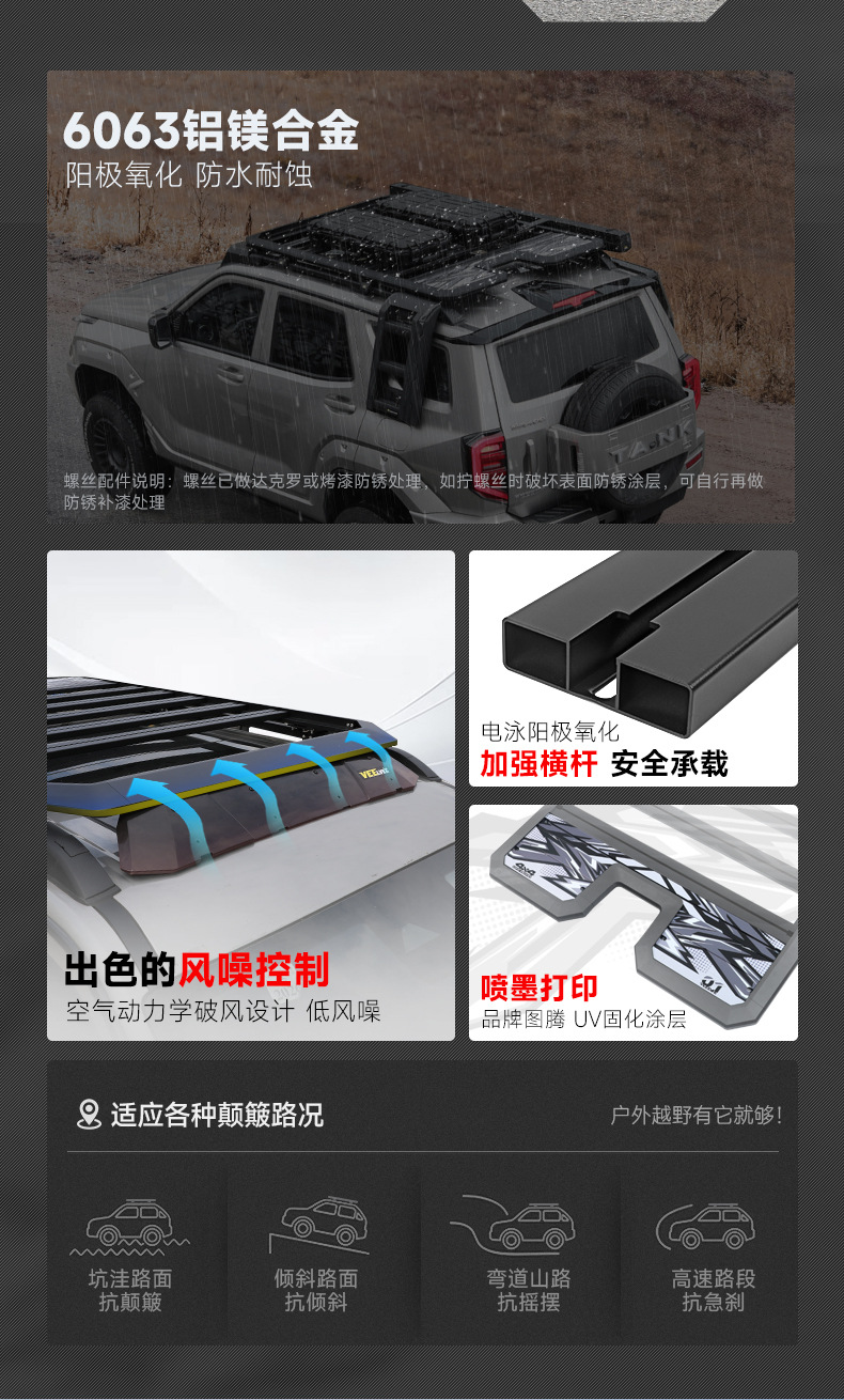 Tank 400 Modified Wind-Chasing Roof Luggage Rack Frame Crossbar Expansion Platform Side Tent Ladder Backpack Spotlight Special Edition