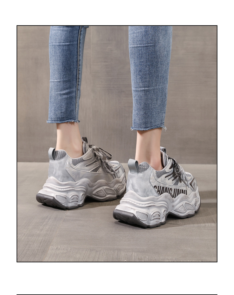 Giày sneaker nữ đế dày tăng chiều cao phong cách dad shoes — xanh lá cây chi tiết 16