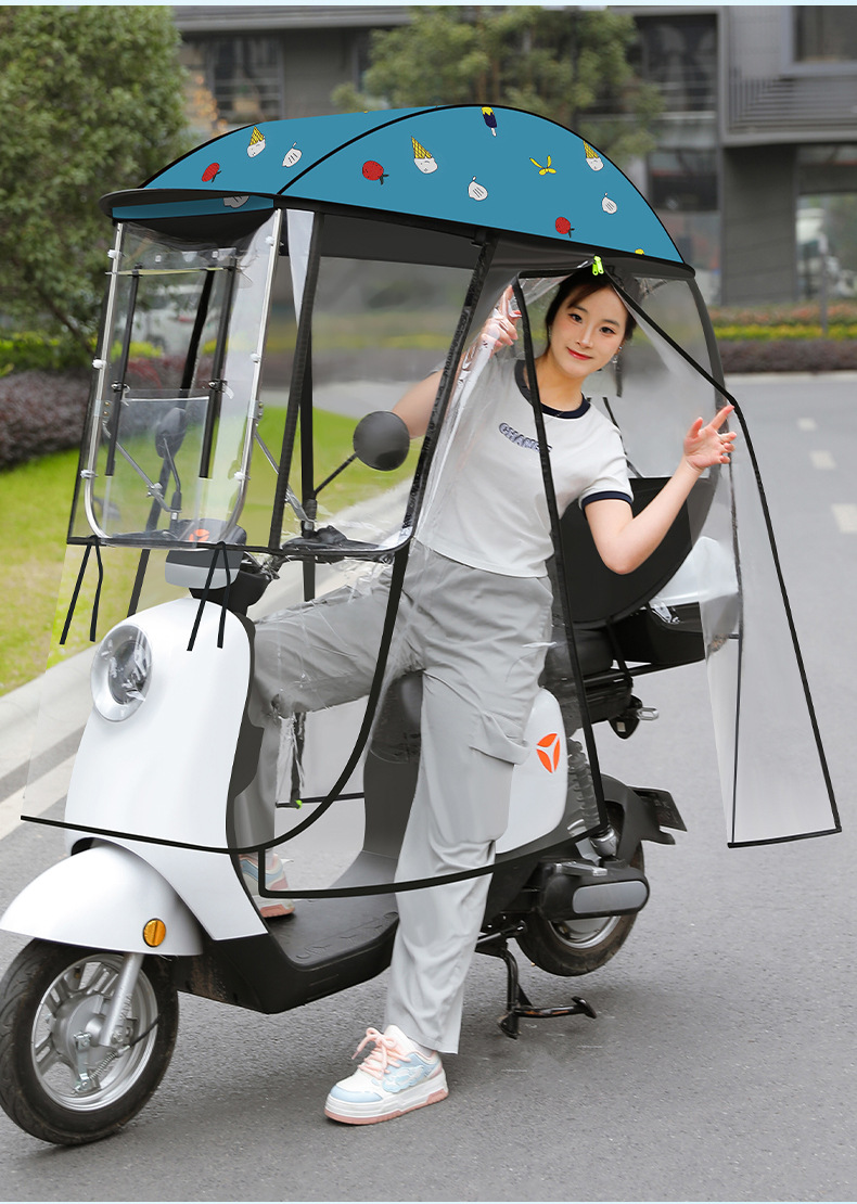 New Sliding Window Electric Vehicle Canopy, Full Motorcycle Battery Vehicle Canopy, Quick-Release Full Surround Sunshade Umbrella for Sun Protection