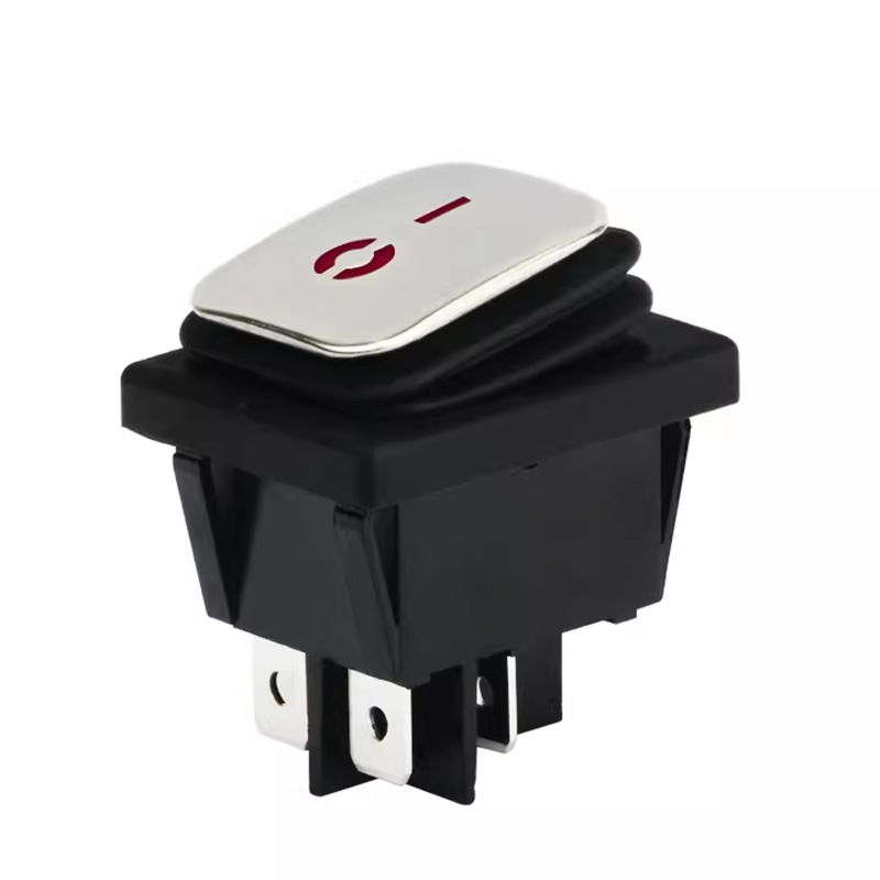 KCD4防水船型开关不锈钢金属面带灯电源按钮卡管16A250V20A4脚2挡