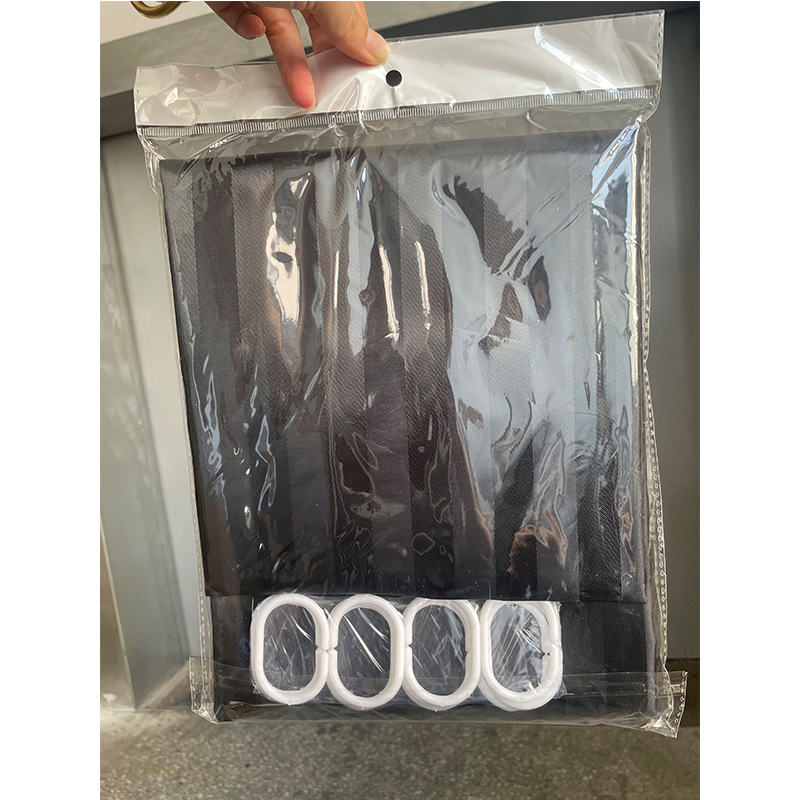 Cortina de Ducha de Poliéster a Rayas Jiaguan, Impermeable, Viene con 12 Anillos, Tienda de Ducha, Suministro de Fábrica, Exportación, Estilo Simple