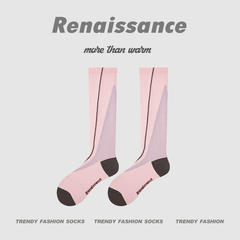 Renaissance微压薄款运动压力袜专业跑步跳绳健身小腿肌能长筒袜|undefined