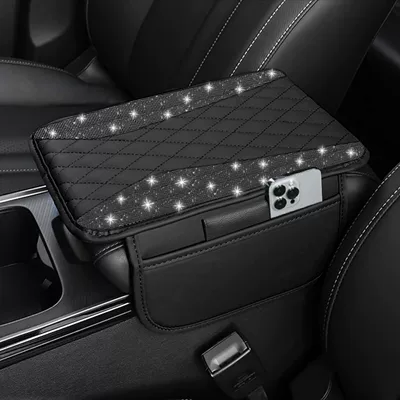 Car Armrest Box Mat, Cross-Border Hot-Selling: Armrest box pad - black-diamond