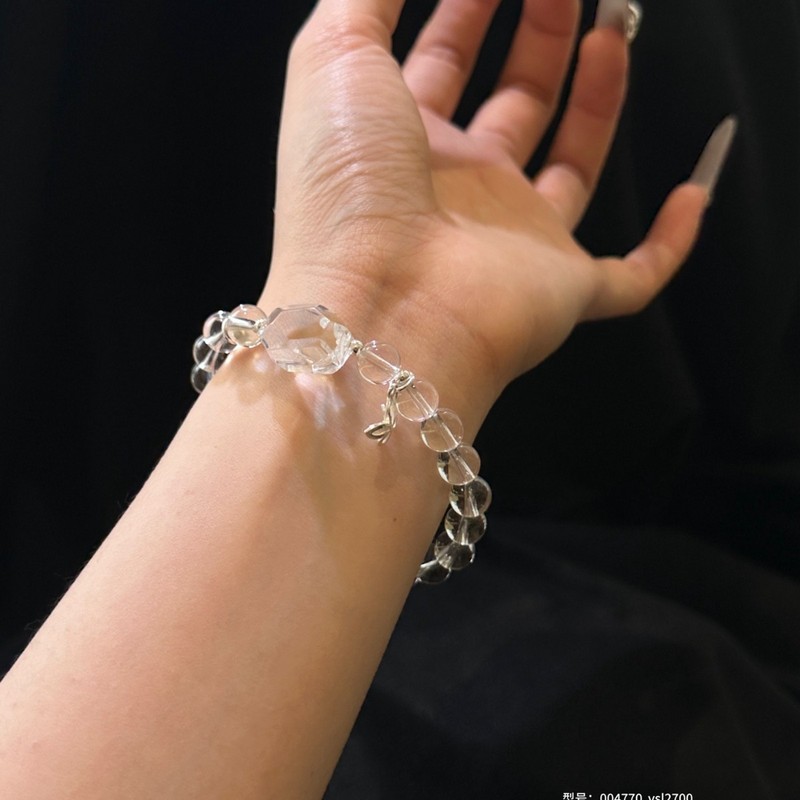 巧恩珠宝天然白水晶手串水晶切面S925银配件厂家批发白水晶净体|undefined