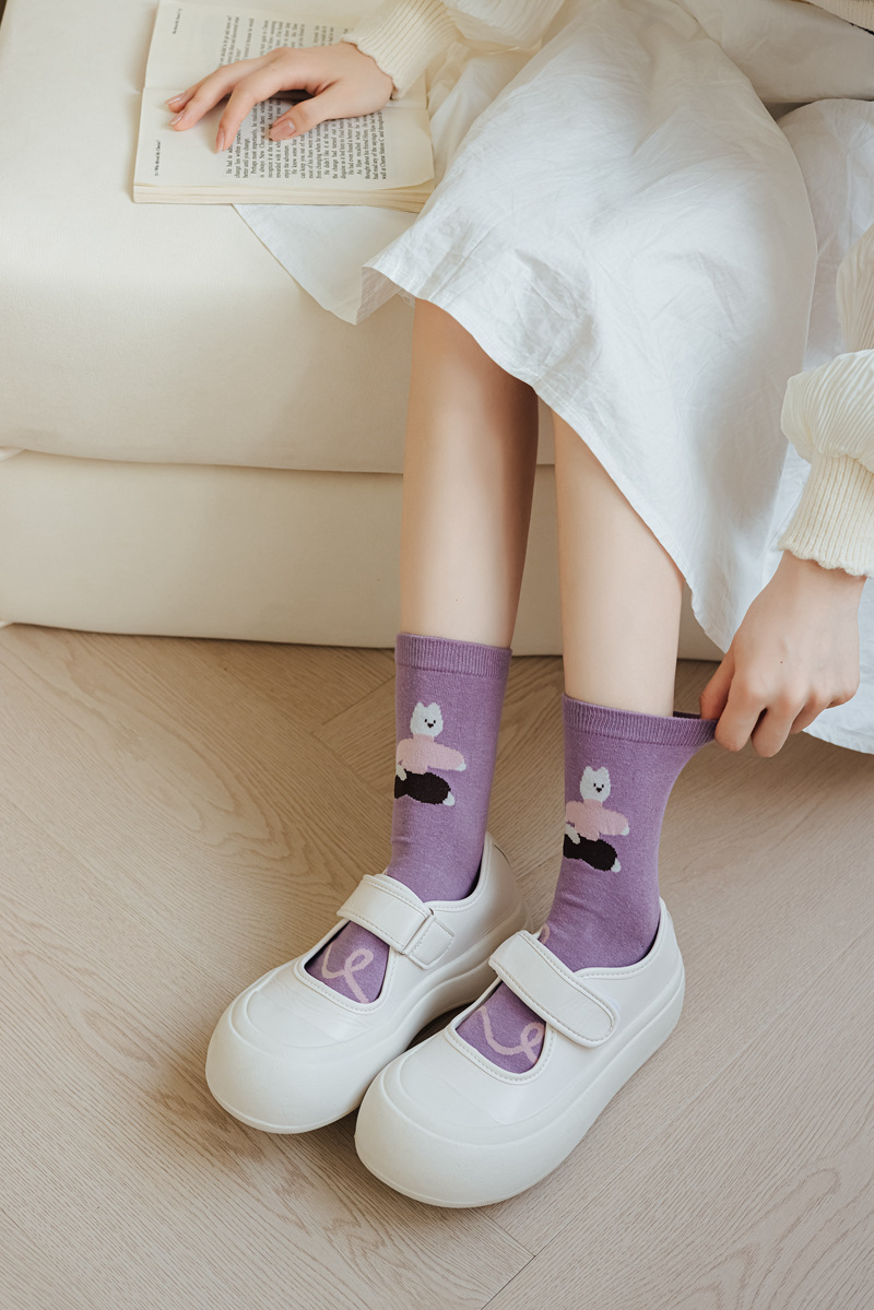 Frauen Herbst Und Winter Reine Baumwolle Fünf Finger Socken Gedruckt Split Toe Socken Vintage Bequeme Socken – Detail 13