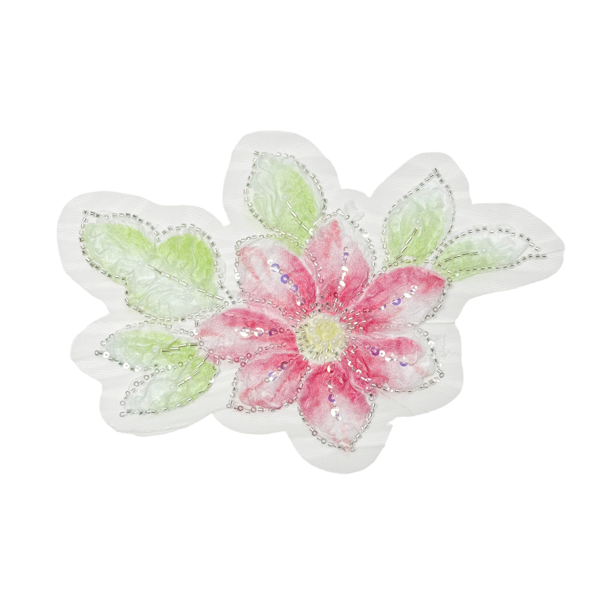 Flores tridimensionales de color tela bordada pegada perlas encaje parche vestido de boda cheongsam vestido accesorios pegada tela