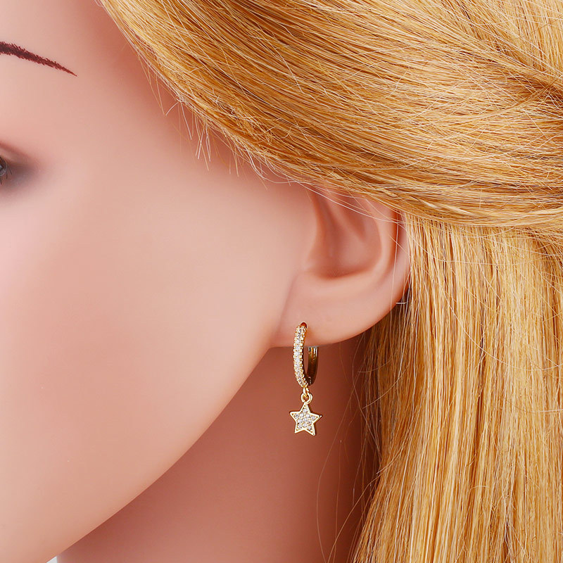 Fashion Star Moon Copper Inlaid Zircon Earrings Wholesale display picture 7