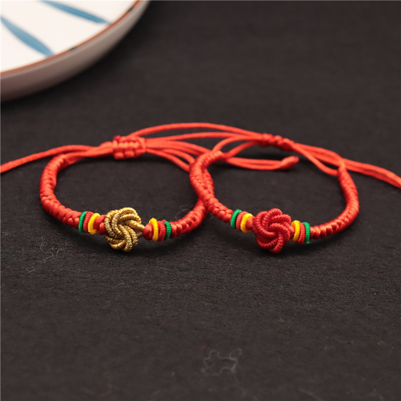 Year of birth coil concentric knot bracelet couple's hand-woven diamond knot girlfriends friend red rope bracelet men and women Year of birth coil concentric knot bracelet couple's hand-woven diamond knot girlfriends friend red rope bracelet men and women