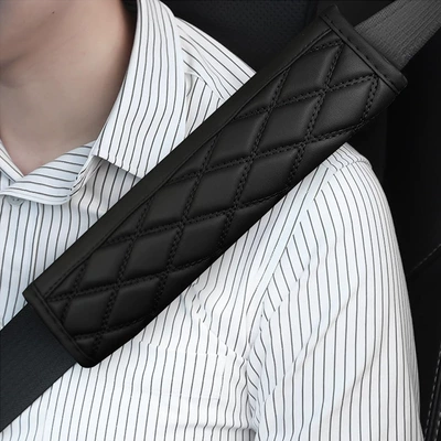 Cross-Border Popular Full Leather Diamond Embroidered Shoulder Pads, Diamond Seat Belt Sheaths, Automotive Supplies, Children's Safety Belt Covers (Seat belt shoulder pad) - black-2365