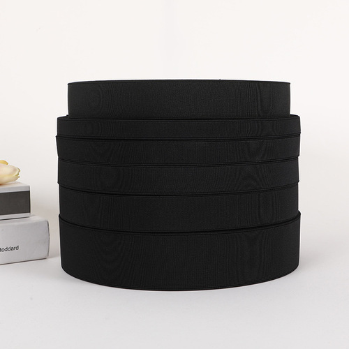 High-Elasticity Straps, Double-Face Plain Elastic Bands, Black Rubber Elastic Bands for Clothing Accessories, Wholesale Available