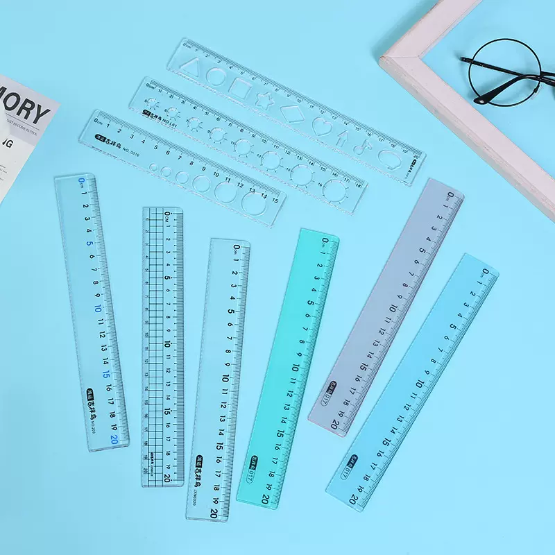 多尺寸亚克力直尺 画图测量学生软尺 文具学习用品塑料尺子现货