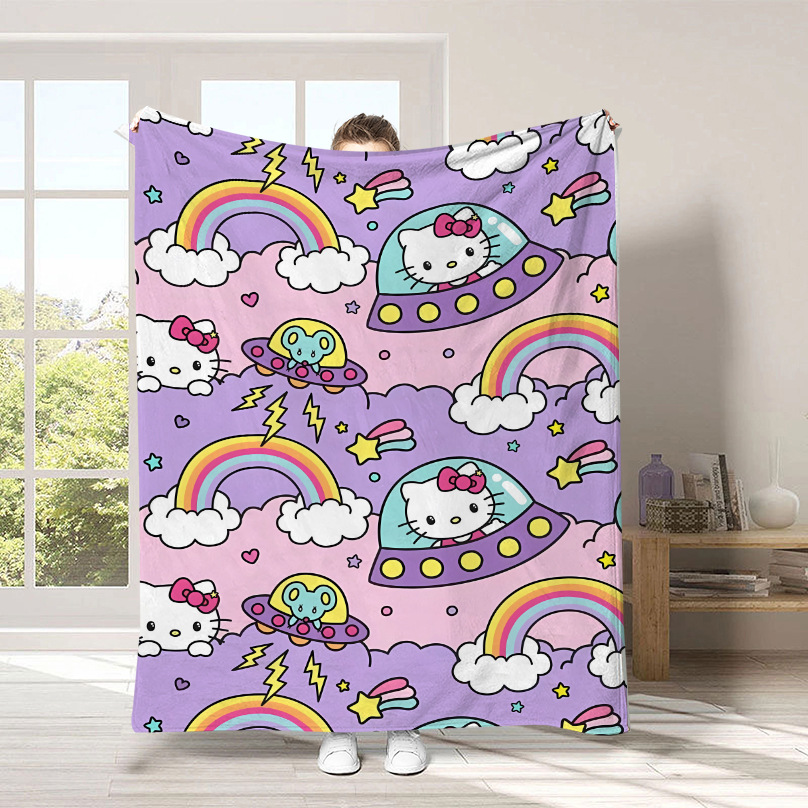 Monopolio transfronterizo de dibujos animados Sanrio mantas para niños lindas Hellokitty flange mantas de peluche cuatro estaciones mantas de peluche