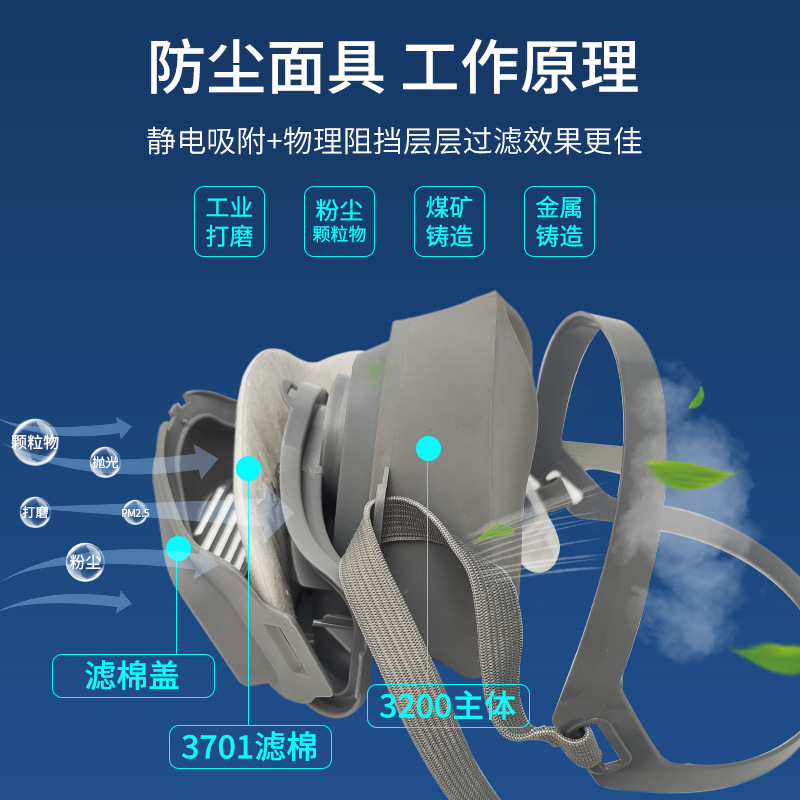 3200防尘口罩 KN95过滤棉煤矿打磨防工业粉尘 春风十里呼吸面罩