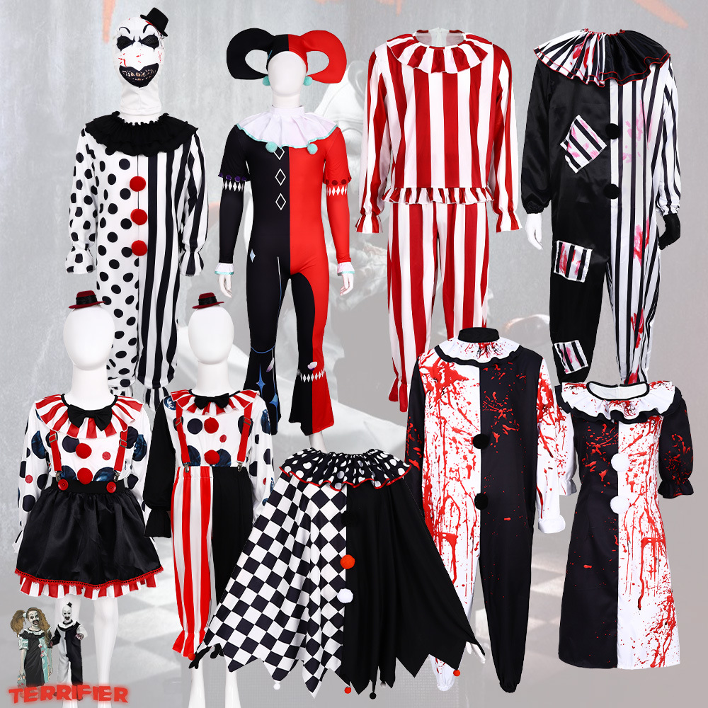 Traje de cosplay de payaso de terror de Halloween sangriento transfronterizo