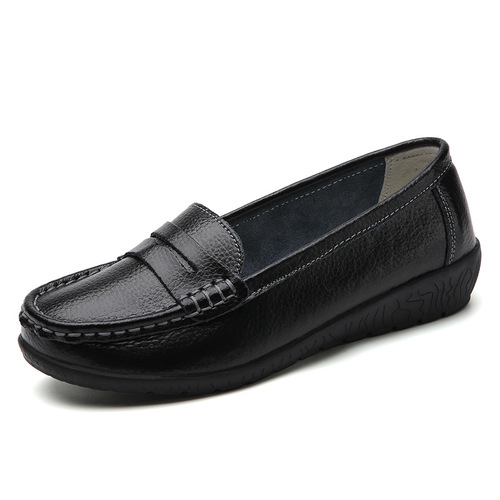  Spring and Autumn New Nurse Shoes, Casual Flat Women's Single Shoes, Bean Shoes, Mother Shoes, Calfskin Sole, Direct Manufacturer