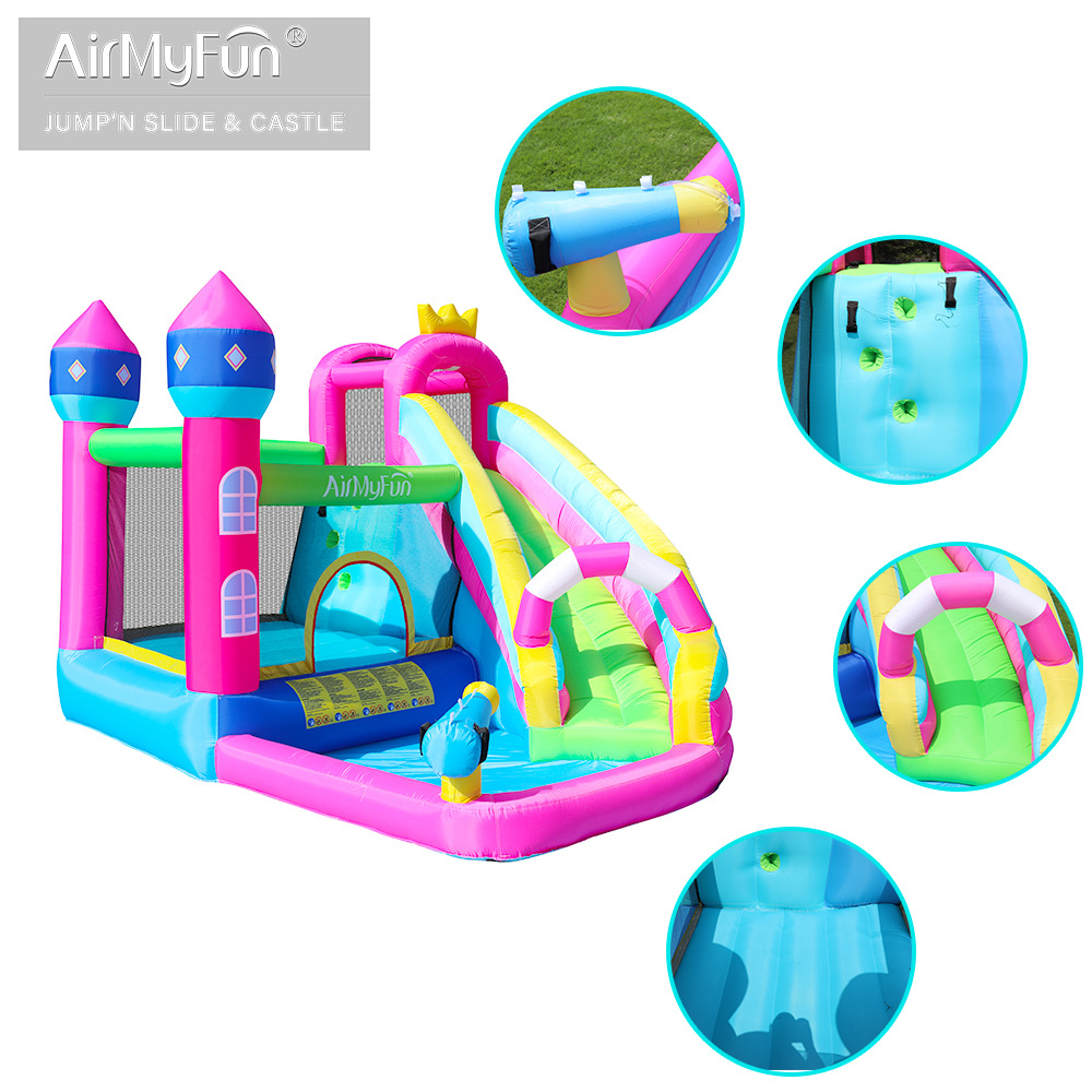AMF | Castillo inflable acuático para niños, tobogán inflable, trampolín inflable pequeño para uso doméstico