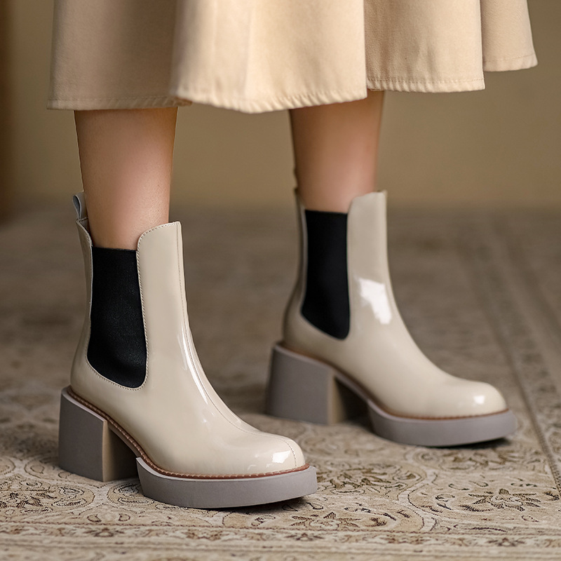 CHIKO Tiara Round Toe Block Heels Ankle Boots
