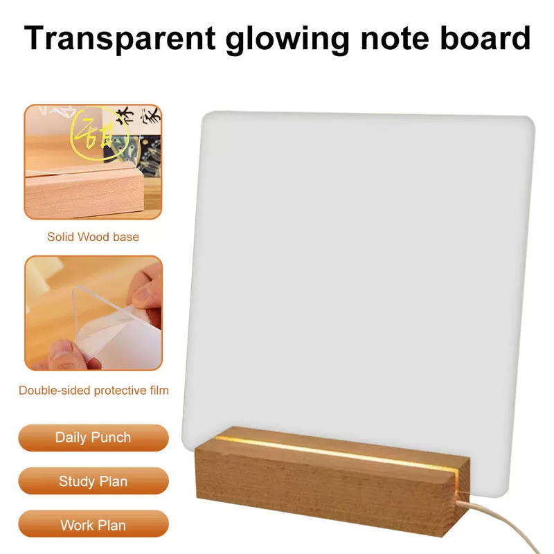 New Note Message Board Led Night Light Transparent Glow Memo