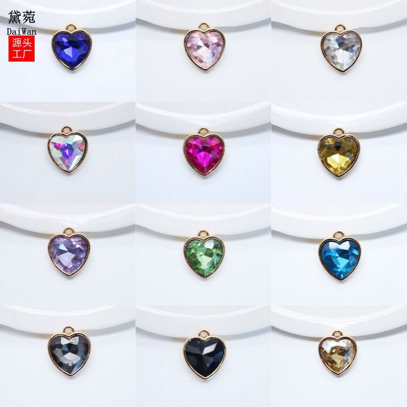 Cross-border selling heart crystal single hanging 12MM bracelet necklace headdress clothing bag DIY jewelry pendant wholesale Cross-border selling heart crystal single hanging 12MM bracelet necklace headdress clothing bag DIY jewelry pendant wholesale