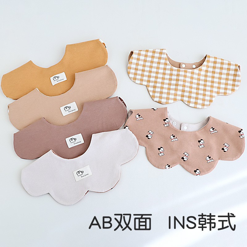 Neonatal Bib Anti-Spitting Milk Baby Absorbent Ins Sipple Towel South Korea Cartoon Baby Petal Bib