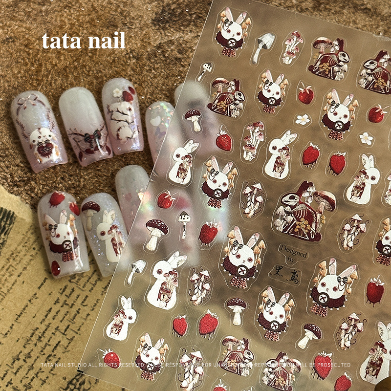 tomoni thin tough nail stickers designer Japanese dark nail stickers Dark Rabbit Rabbit jewelry wholesale
