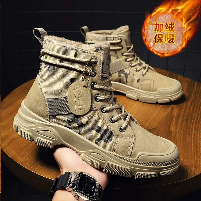 Взрывы хлопчатобумажные сапоги зимние мужские камуфляжные сапоги трендовые повседневные Теплые Ботинки Martin плюс хлопковые ботинки для пустыни оптом