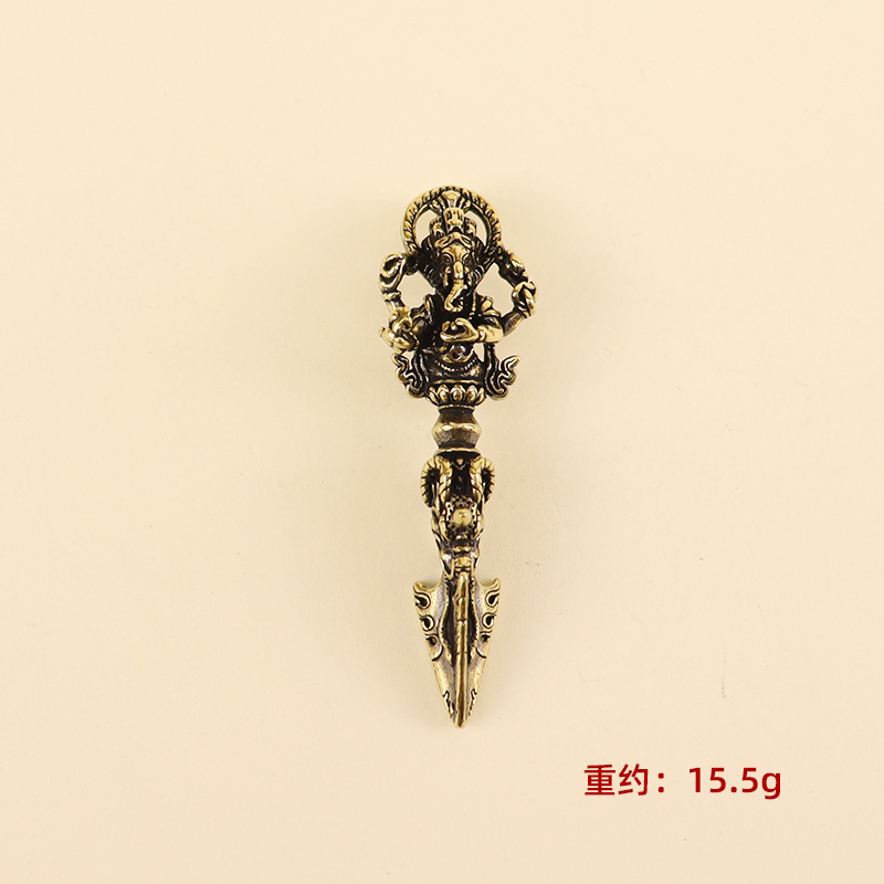 人面伏魔三面降魔象鼻伏魔金刚杵キーホルダー真鍮工芸品出店グッズ|undefined