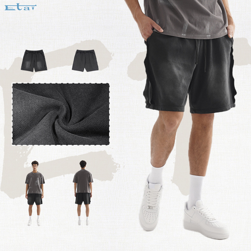 ETAI Hombre| Callejera de estilo americano pulverización de caballo lavado con agua para hacer pantalones cortos viejos, pantalones cortos de algodón de alta calidad