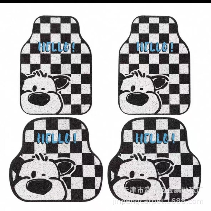 Car Floor Mats with Wire Loops, Cartoon Design, Anti-Dirt, Non-Slip, Special-Shaped, Wear-Resistant, Easy to Maintain, Suitable for Electric Vehicles