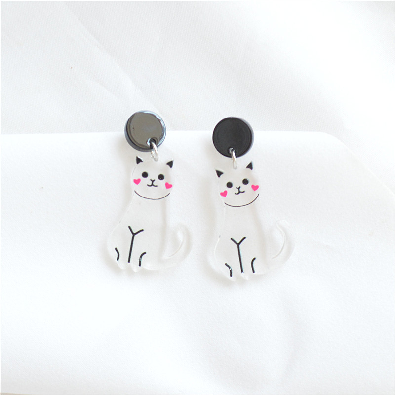 1 Pair Quantity 1 Pair Cartoon Style Cat Printing Arylic Earrings
