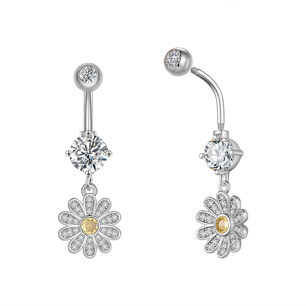 Fashion Flower Bee Stainless Steel Plating Artificial Gemstones Belly Ring display picture 5