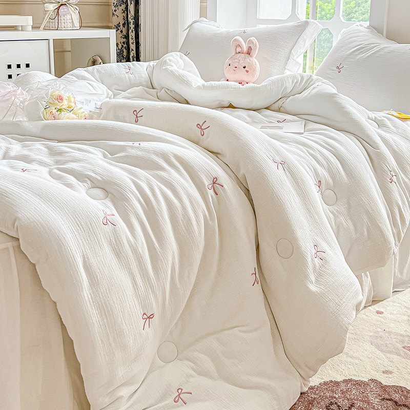 Class AMaternal And Infant Grade Cotton Double-layer Yarn Soy Fiber Quilt Core Style Pure Cotton Thickened Winter Quilt Spring Autumn Summer Quilt