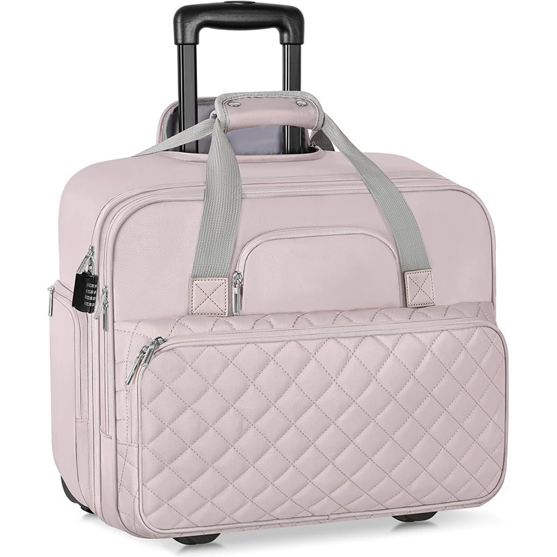 New Style Travel Rolling Laptop Bag, Women's Wheeled Trolley Briefcase with 2 Wheels