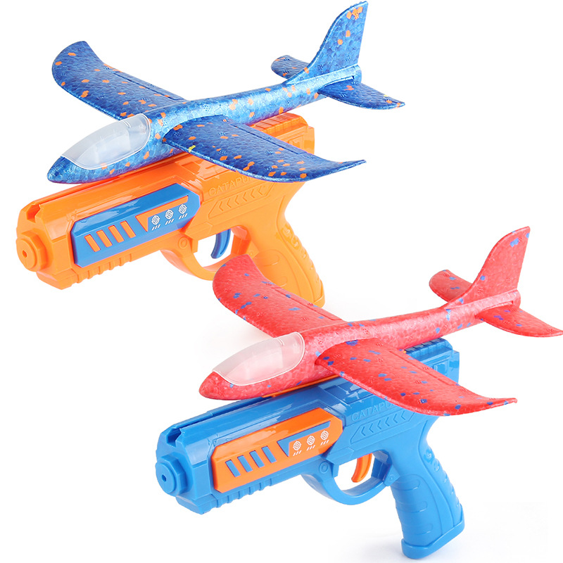 Juguetes de ocio para niños pistola de aviones de espuma catapulta lanzamiento de un solo clic pistola de juguete de aviones flash de lanzamiento de espuma EPP