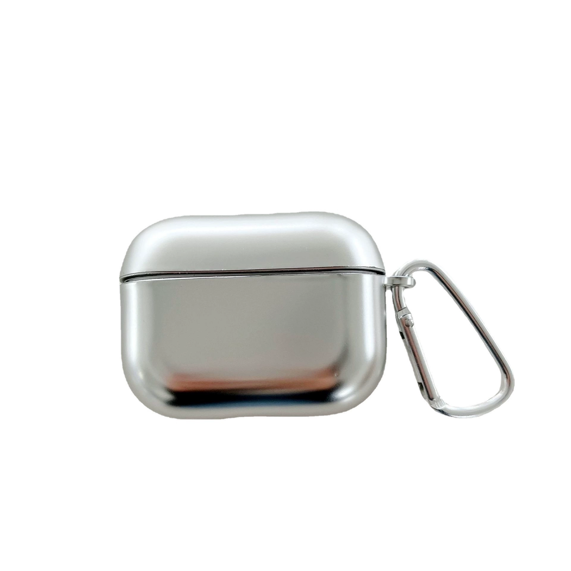 Защитный чехол для Apple AirPods (совместим: 1/2/3/Pro/Pro2/4/Pro3), серебристое зеркало или матовое, карабин