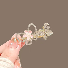 日系春天樱花边夹甜美发饰女可爱蝴蝶夹子头饰精致2024新款鸭嘴夹