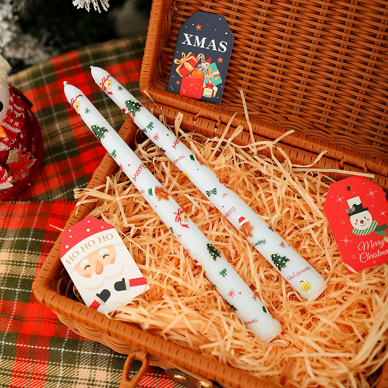 クリスマス香りキャンドルヨーロッパプリントロングロッドワックス漫画かわいい雰囲気の装飾品ホーム撮影装飾|undefined